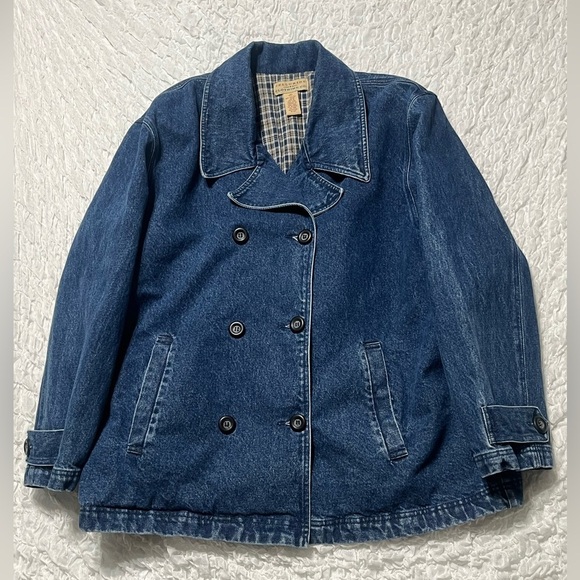 TELLURIDE Jackets & Blazers - TELLURIDE CLASSIC BLUE DENIM WOMENS VINTAGE BARN JACKET, DOUBLE BREASTED SIZE 16